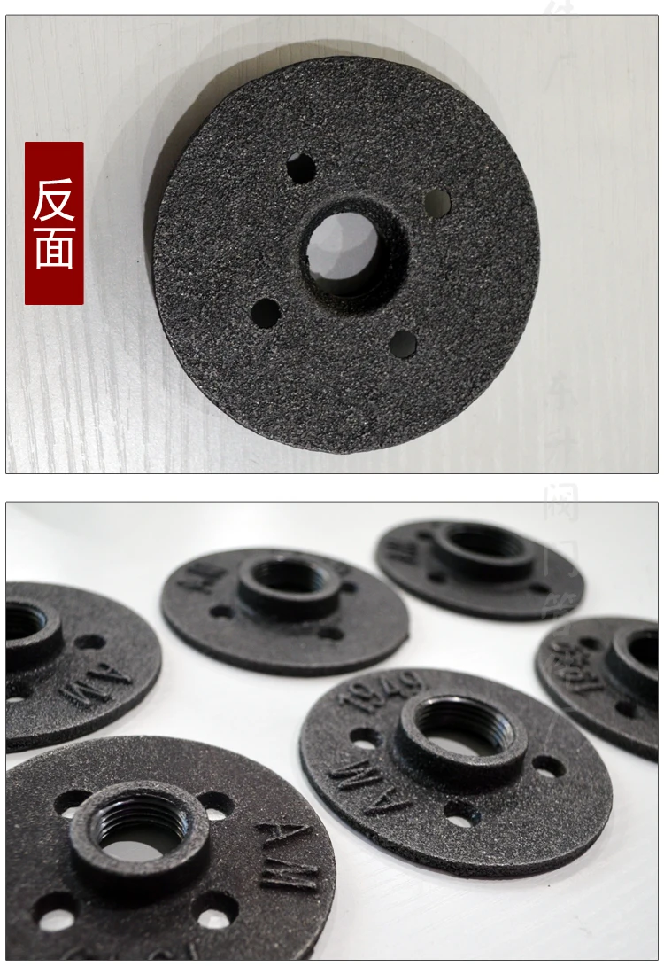 1pcs1/2&quot 3/4&quot Black Decorative Malleable Iron Floor/Wall Flange Cast Pipe Fittings BSP Threaded Hole | Обустройство дома