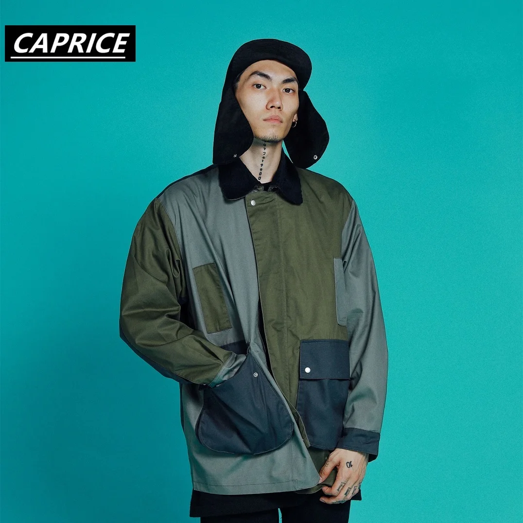 Цветной мужской Тренч в стиле пэчворк с часами Осень-зима 2019 модная повседневная