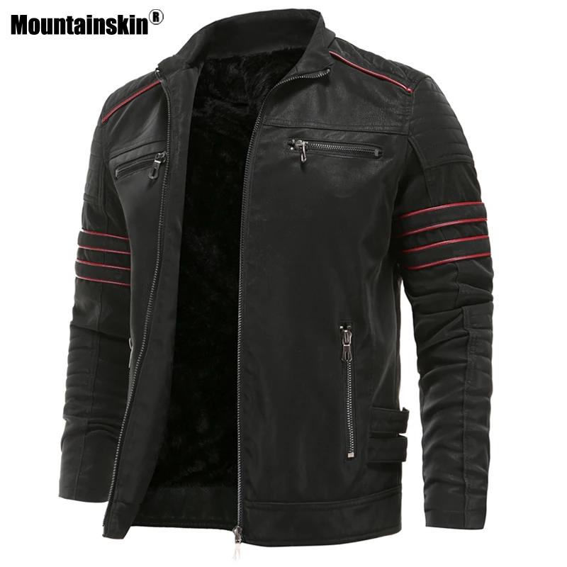 

Куртка мужская из искусственной кожи Mountainskin, байкерская куртка, европейские размеры, Осень-зима, SA870