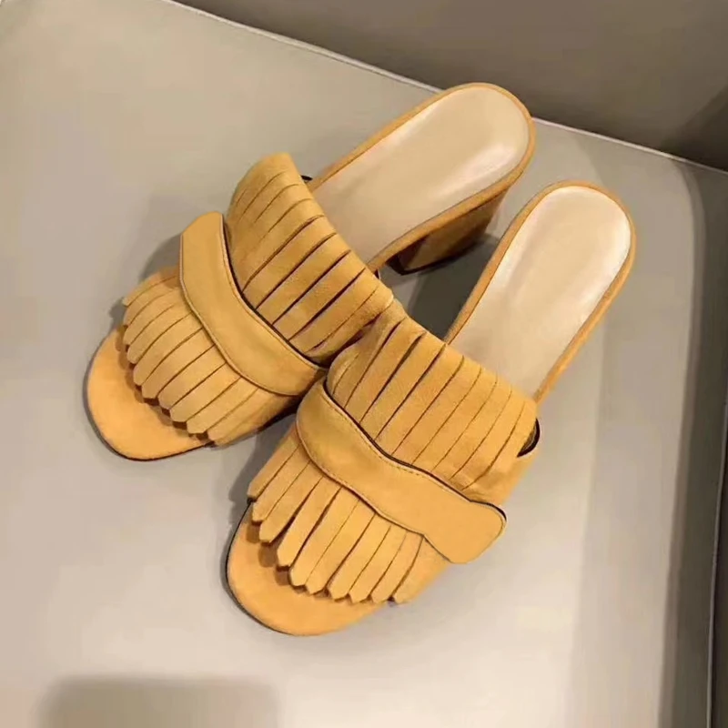 

prowow Luxury Brand Pumps Mules sandals leather women shoes high-heeled waterproof platform slippers high-quality shoes