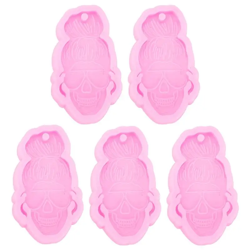 

5 шт., силиконовая форма для брелока в виде черепа на Хэллоуин