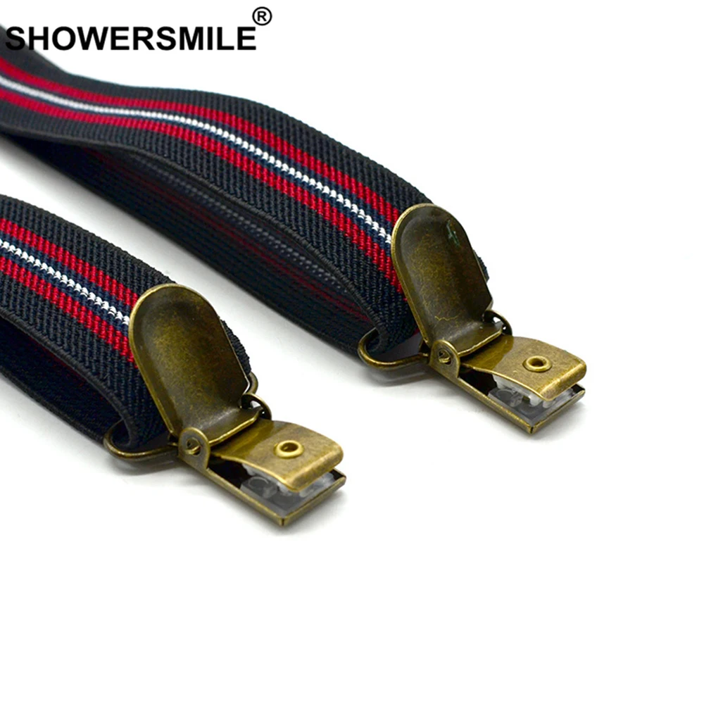SHOWERSMILE, женские подтяжки, в полоску, черные подтяжки, подтяжки, мужские, классические, эластичные, модные, 100 см, 4 зажима, Y Back, штаны, ремень, унисекс