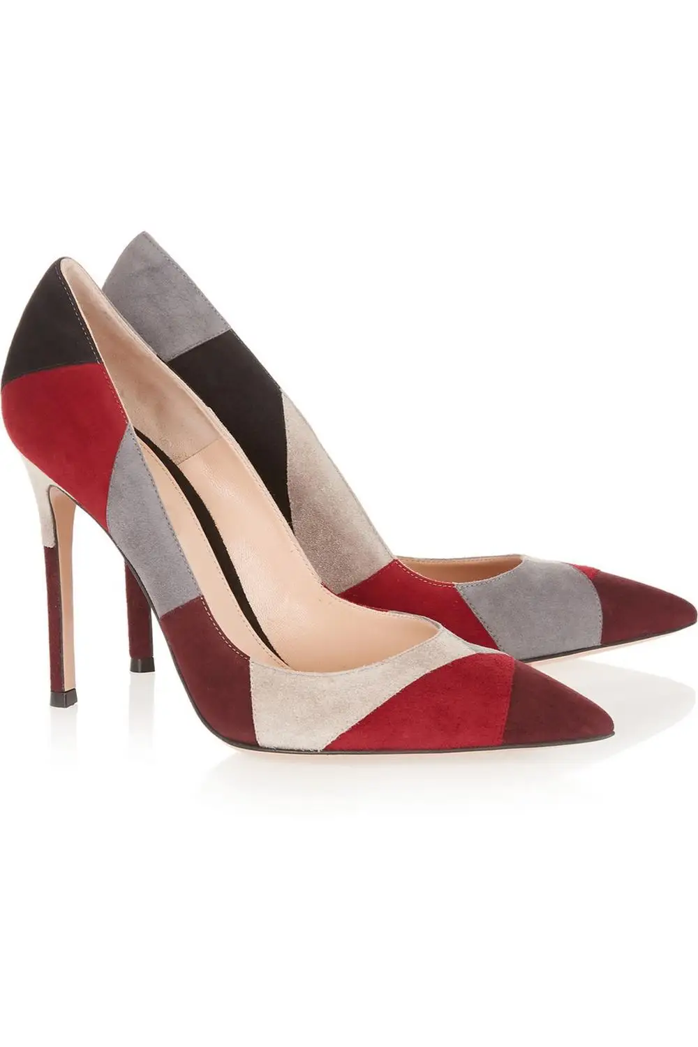 ASHIOFU 2020 New Handmade Stiletto High Heel Women Pumps Faux-suede Patchwork Party Prom Shoes Evening Fashion Pumps Court Shoes