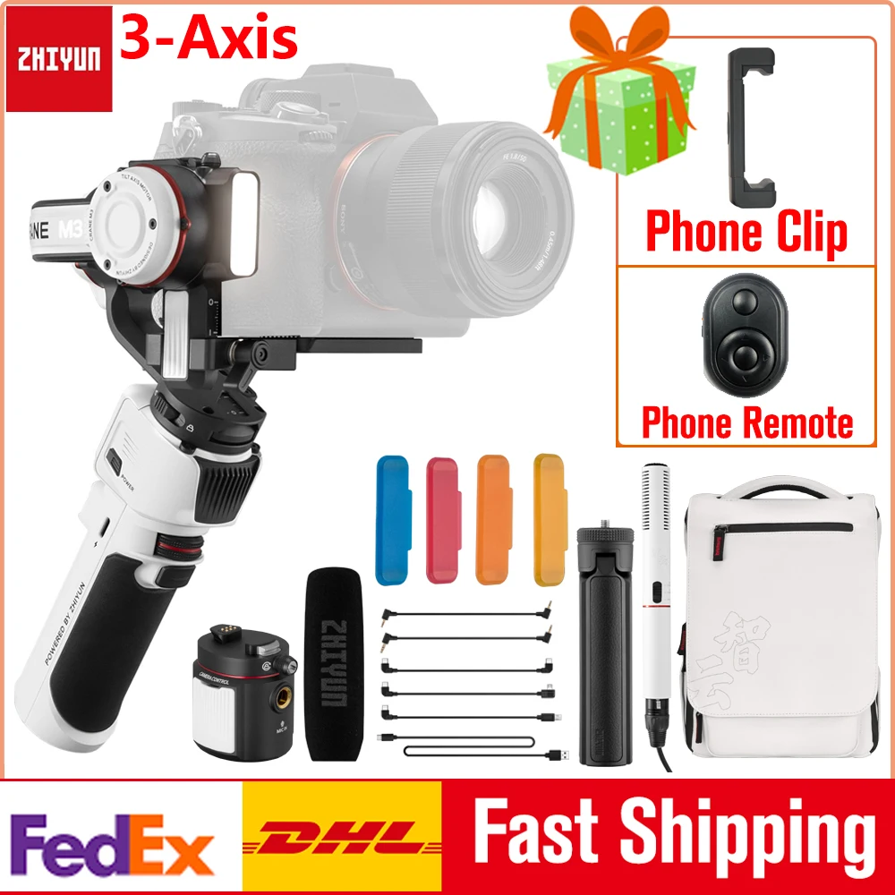 

Zhiyun Crane M3 3-Axis Handheld Gimbal Stabilizer for Canon 5D Mark II III IV EOS R Nikon D850 Z6 Z7 Sony A7M3 Panasonic Cameras