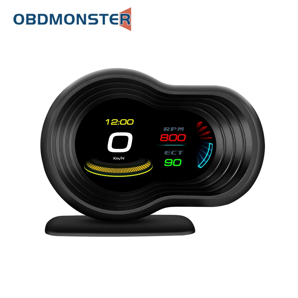 

F9 OBDHUD Head Up Display Auto Display OBD2 Smart Car HUD Gauge Digital Odometer Security Alarm Water&Oil temp RPM brake te