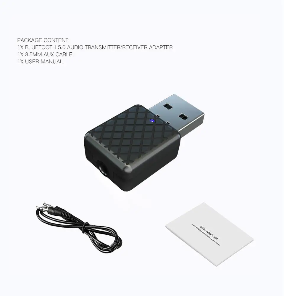 Новый USB Bluetooth 5 0 передатчик приемник 3 в 1 адаптер EDR ключ мм AUX для ТВ ПК наушников