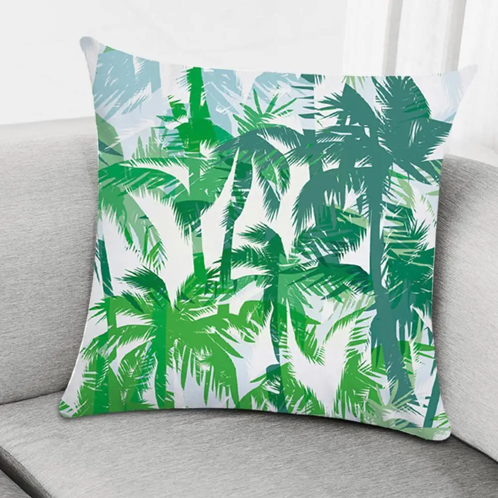 

Plant Leaf Pillowcase Soft Short Plush Cushion Cover Case Tropical Pillow Cushion Throw Pillowcase Cover Rainforest 45*45CM T6B6