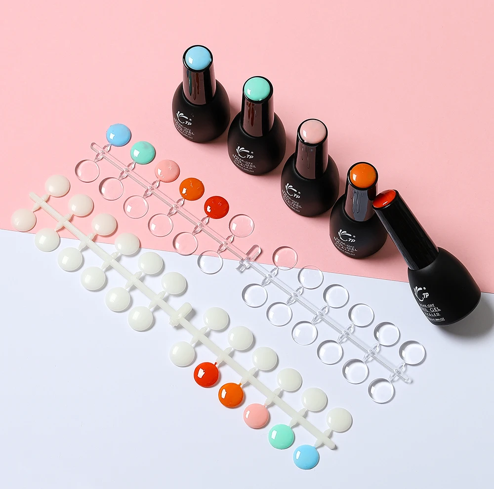 Display Shelf 120p Nail Polish Acrylic UV Gel Dip Powder Showing Color Chart Round Tips with Sticker Flat Back |