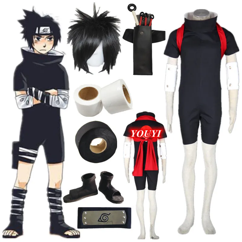 Аниме Косплей Учиха Саске 2-й косплей костюм на Хэллоуин черный комикс |