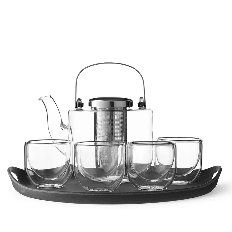 

Hand Made Filter Tea Pot Glass Heat Resistant Transparent Tea Kettle Household Nordic Style Tetera Vintage Home Garden EF50TP