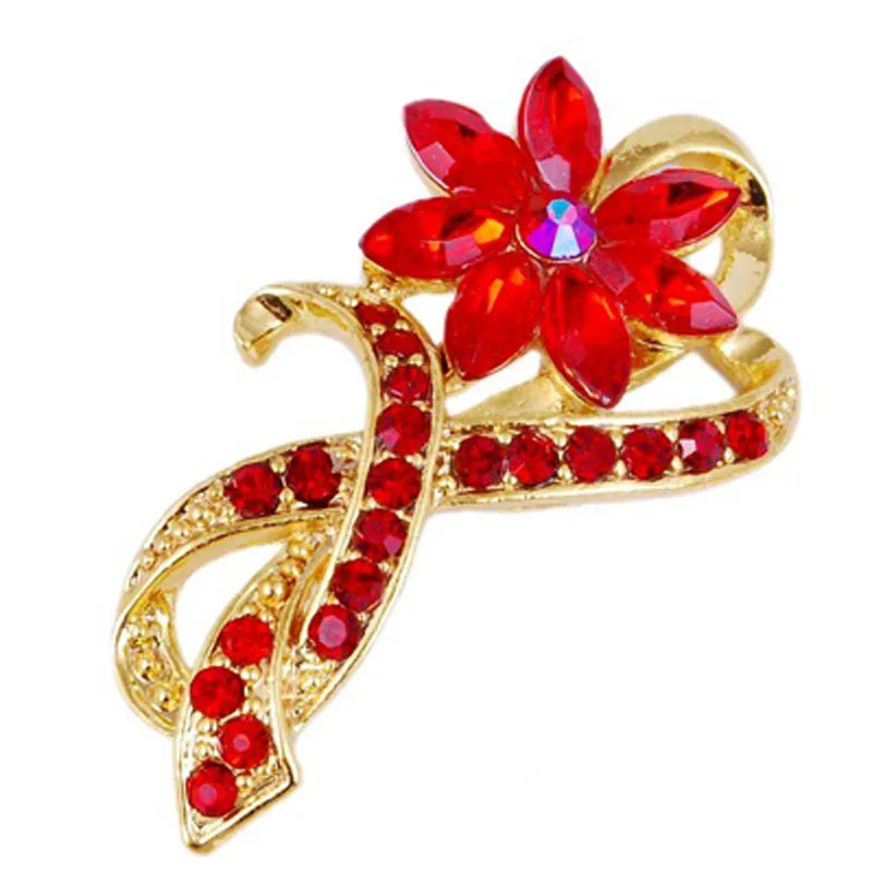

RINHOO Enamel Pin Rhinestone Rose Flower Brooches For Women Lady Fashion Plant Pin Spring Summer Design Shirt Collar Accessories
