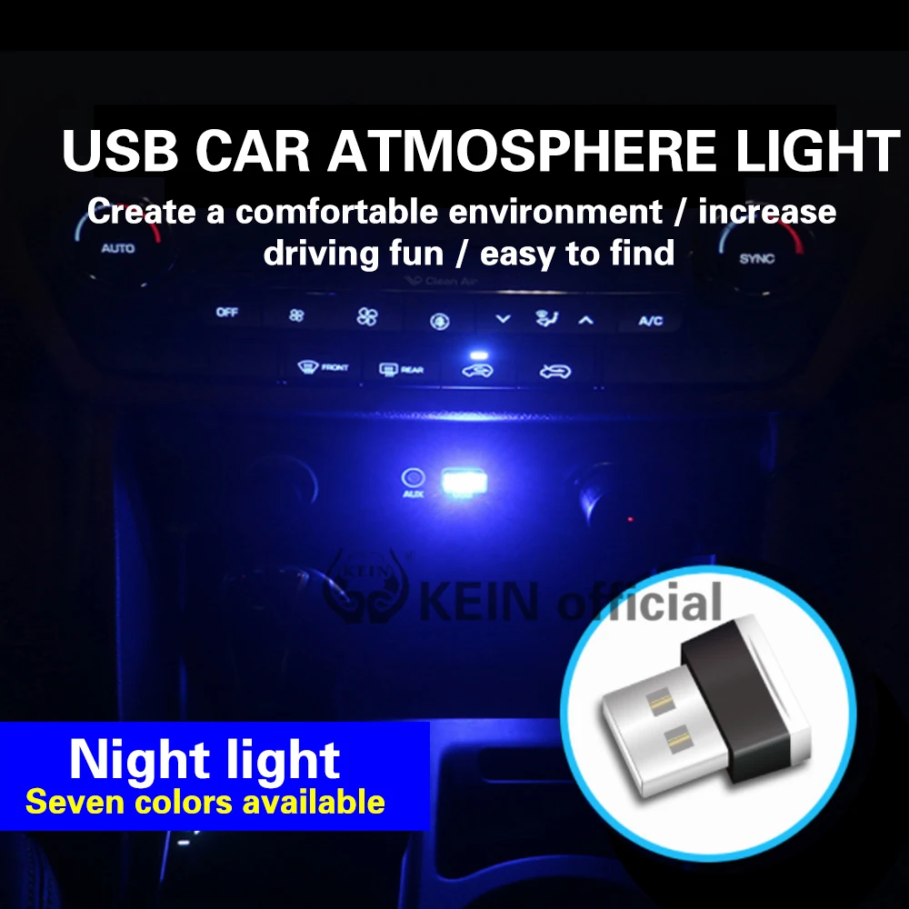 KEIN 1 шт. USB мини-атмосфера светодиодный светильник лампы Интерьер автомобиля Usb