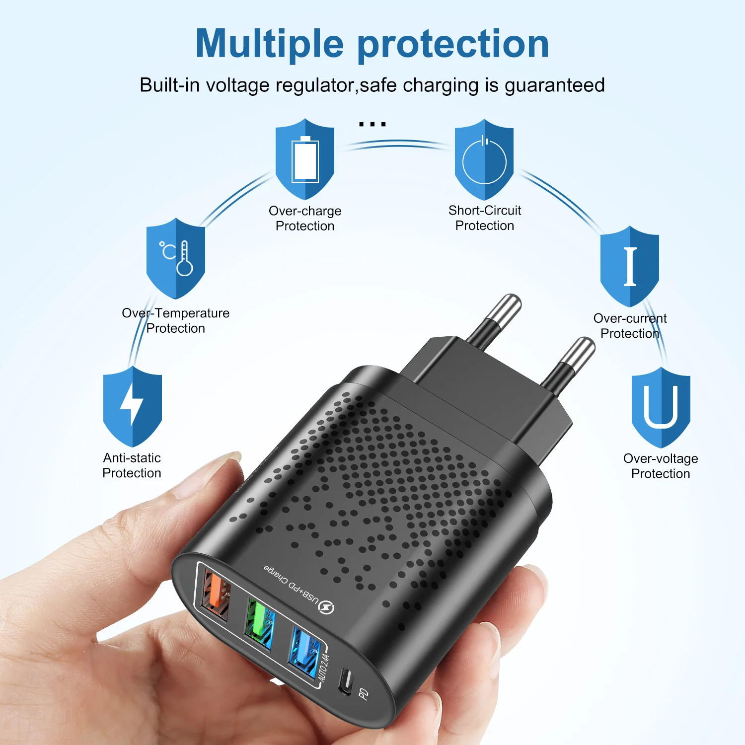 Зарядное устройство типа C PD 48 Вт USB для iPhone 13 12 Pro Max Mini Quick Charge QC3.0 2.4A Быстрая