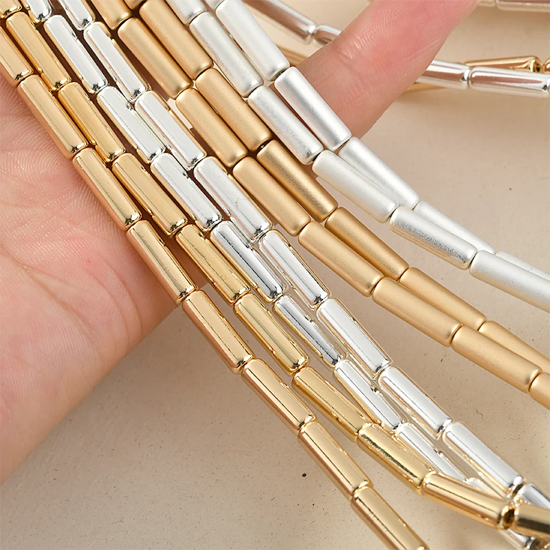 Круглые гематитные длинные прямые трубчатые бусины 4*13 мм сделай сам для