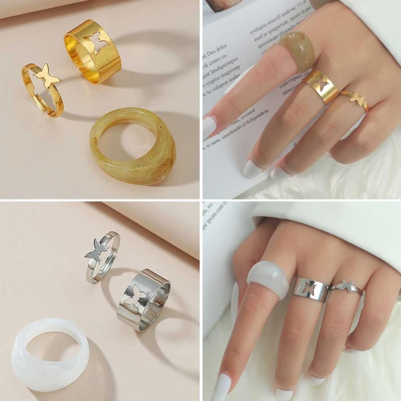

Butterfly Ring For Women Men Couples Matching Best Friend Trendy Promise Rings Set For Teen Girls Thumb Jewelry