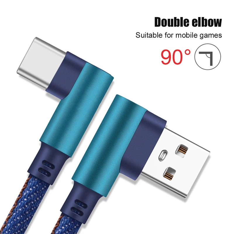 

90 Degree Type C USB Cable for Huawei P20 P30 Pro Fast Charging USB C Cable For Samsung S10 S9 Xiaomi Redmi USBC Data Cable