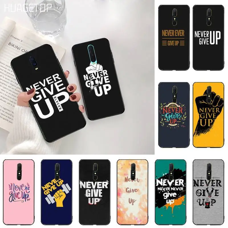 Чехол HUAGETOP Never give up черный чехол для телефона Oppo A5 A9 2020 A5S Reno2 z Renoace 3pro Realme5Pro|Бамперы|
