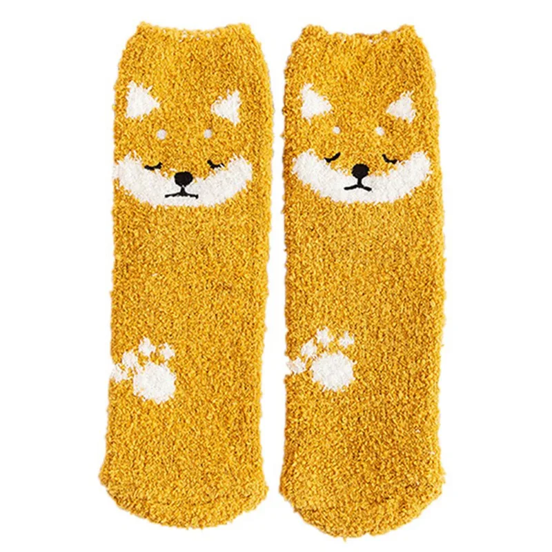 Зимние теплые мягкие носки с милыми животными собаками пандой кошкой Свинкой
