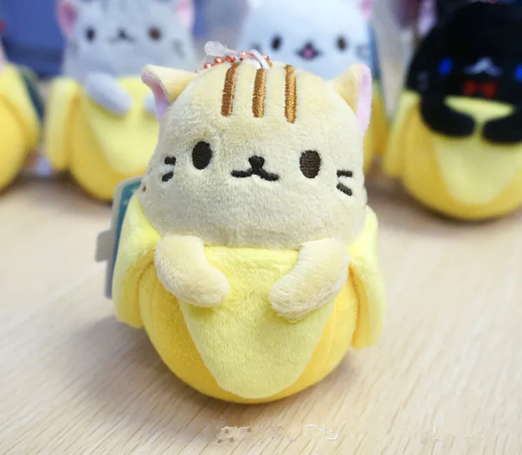 Yellow Новинка, плюшевая игрушка Bananya Banana Cat, мягкая кукла в виде животного, 9 см, брелок, аниме, детские куклы, Peluche Brinquedos, детские подарки - Цвет: Yellow
