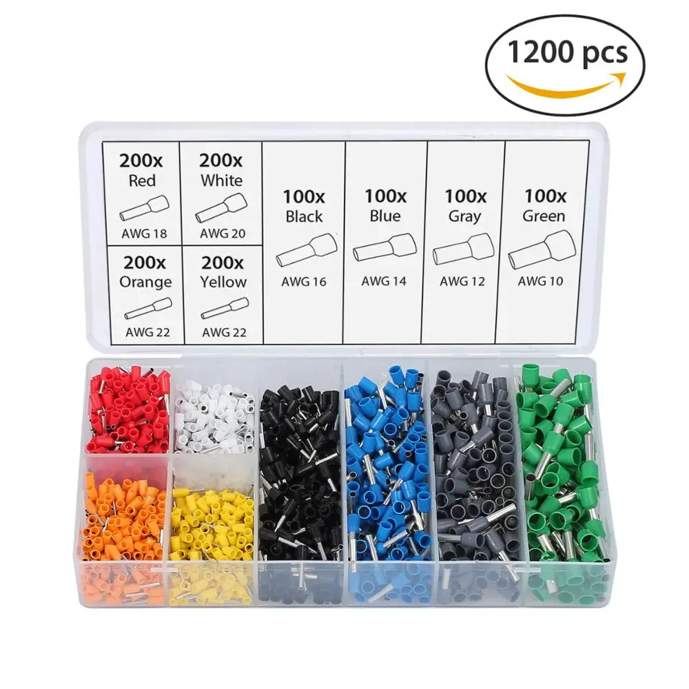 TANiCE Wire Ferrule Crimp Tool Kit With 175mm Hand Crimping Stripper And 1200Pcs Terminal Connectors For Ferrules | Обустройство дома