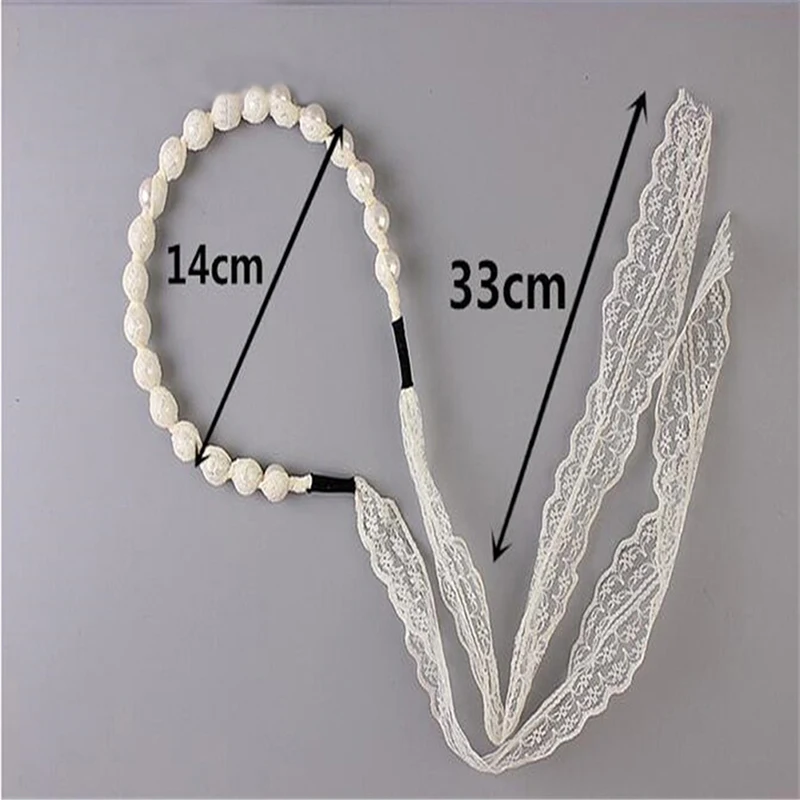 

Women Imitated Pearl Lace Headbands Hair Accessories Fashion Scrunchy Hair Bows Elastic Hair Bands Flower Hairbands