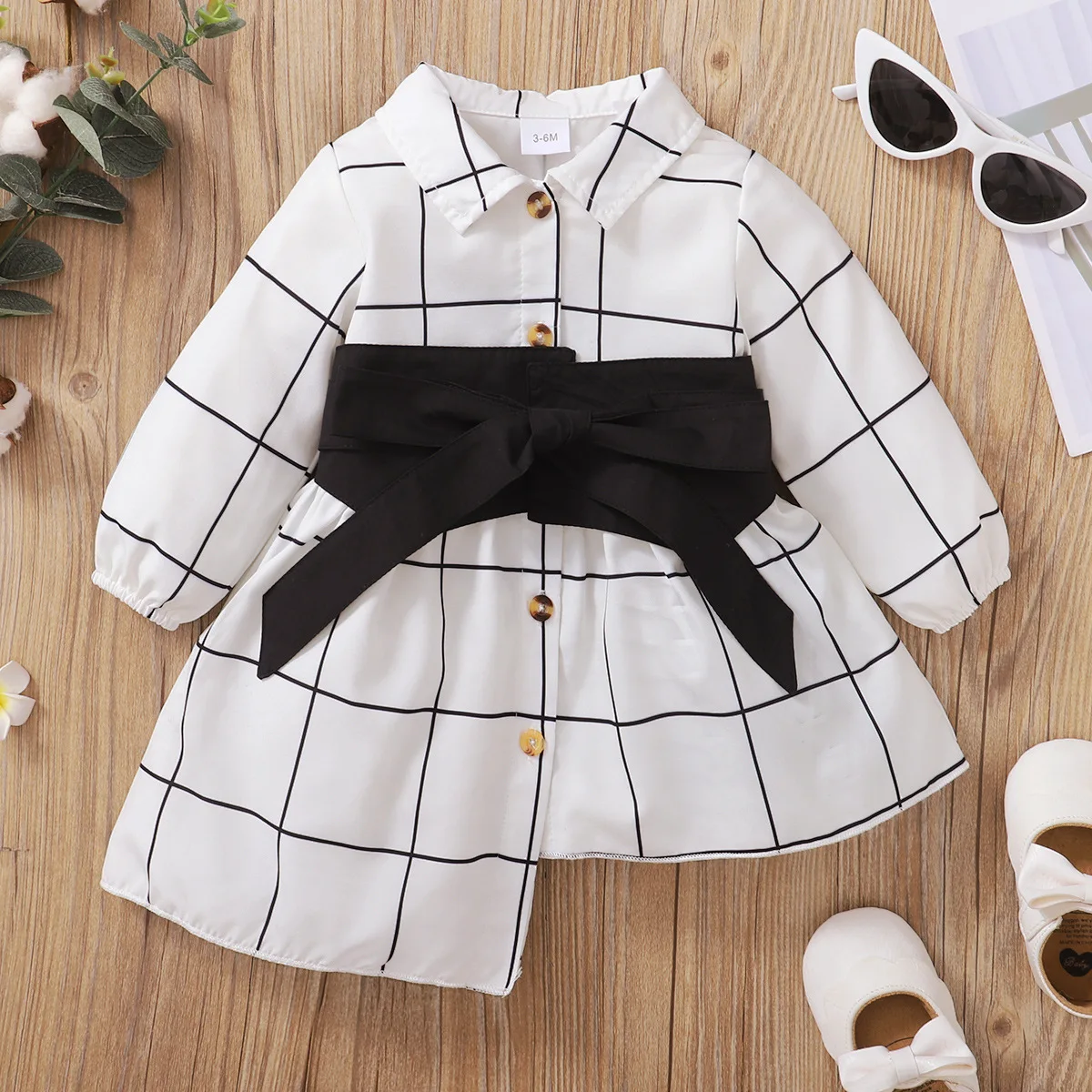 

Long Sleeve Baby Girl Clothes Plaid Dress Set Irregular Shirt Dress with Belt Infant Clothing for Girls Dress Cute Baby Dresses