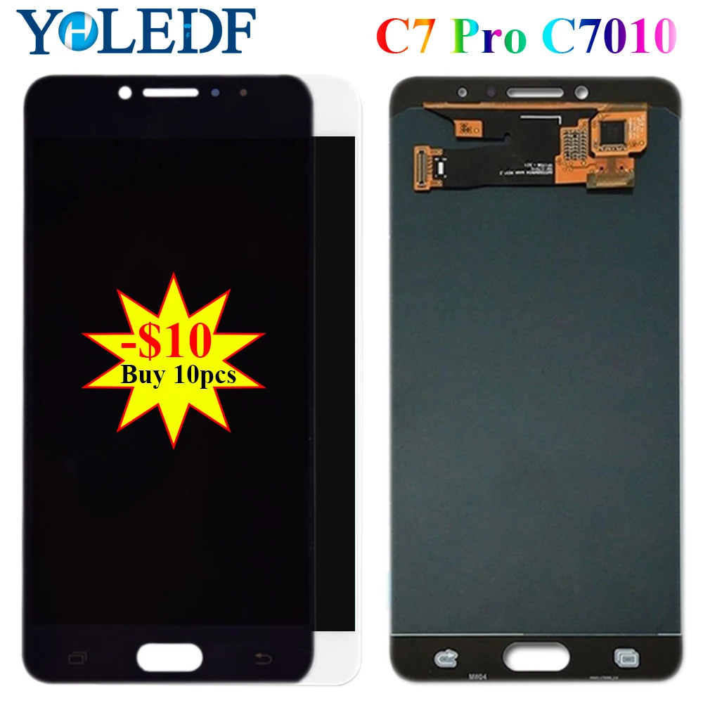ЖК дисплей для Samsung Galaxy C7 Pro C7010 сенсорный экран дигитайзер стеклянный модуль в