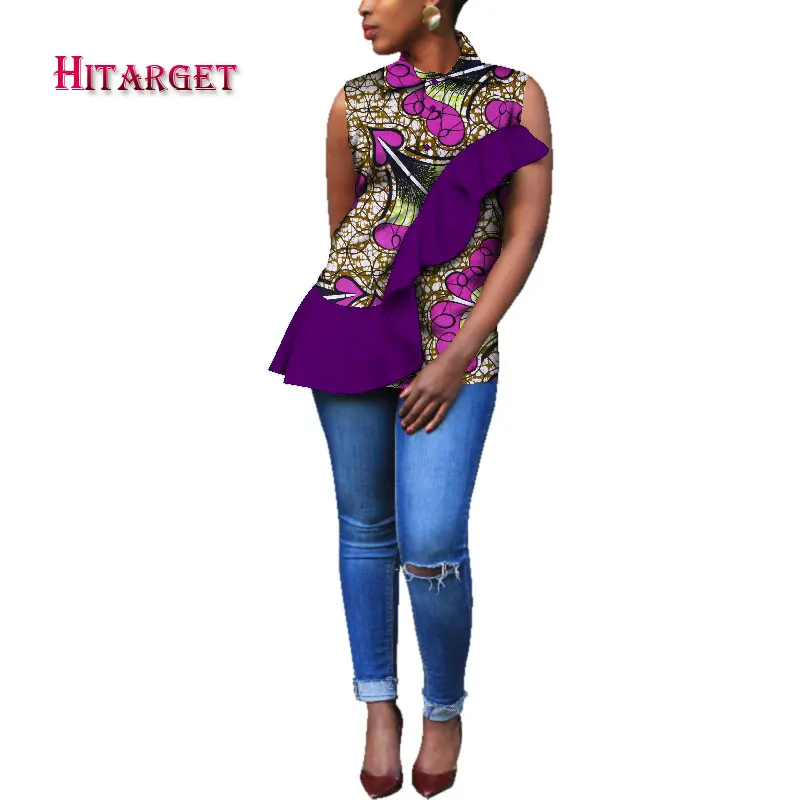 

New Dashiki African Women's Clothing Bazin Riche Fashion Elegant Lapel Shirt Ankara African Woman Top Clothing WY383