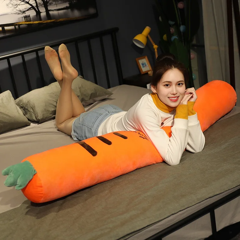 

110-160CM Fruits Plush Long Pillow Vegetables Strawberry Carrot Watermelon Soft Stuffed Animals Unicorn Dolls Sofa Seat Cushions