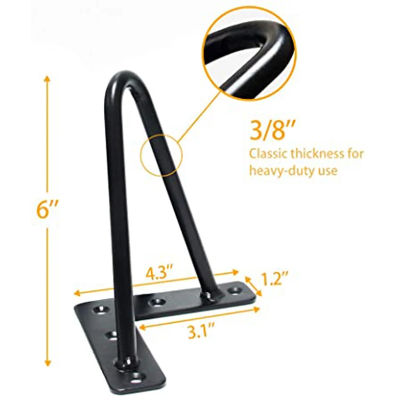 

6 Inch Hairpin Table Legs with Heavy Duty Metal and Industrial Design for Coffee Tables,Desks and Night Stands,Set of 4