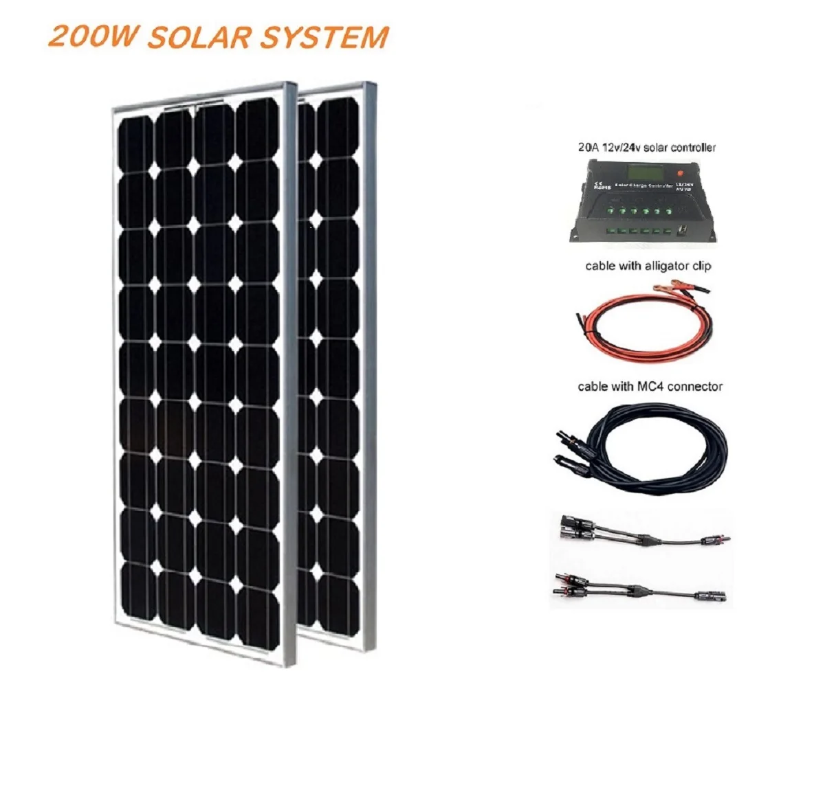 200W20A 2 шт 3 шт 4 шт 100 Вт 18 в стеклянные солнечные панели 200 Вт 300 Вт 400 Вт panneau solaire - Цвет: 200W20A