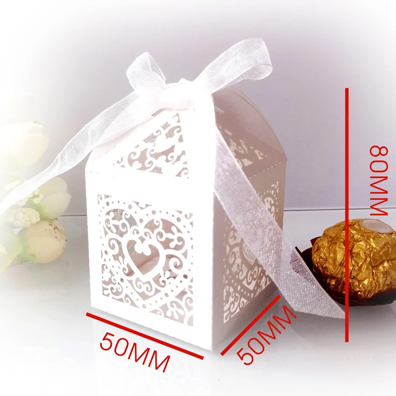 50 шт. коробка для конфет с бантом | Дом и сад