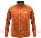 Аргонно-дуговая доказательства пожара одежда сварщика огнестойкость фартук для сварщика комбинезон безопасности Разделение из коровьей кожи хлопка FR Сварочные Кожаные Куртки