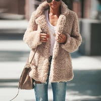 new women faux fur coat warm soft fur outwear plus size plush overcoat womens jacket casual solid winter streetwear
