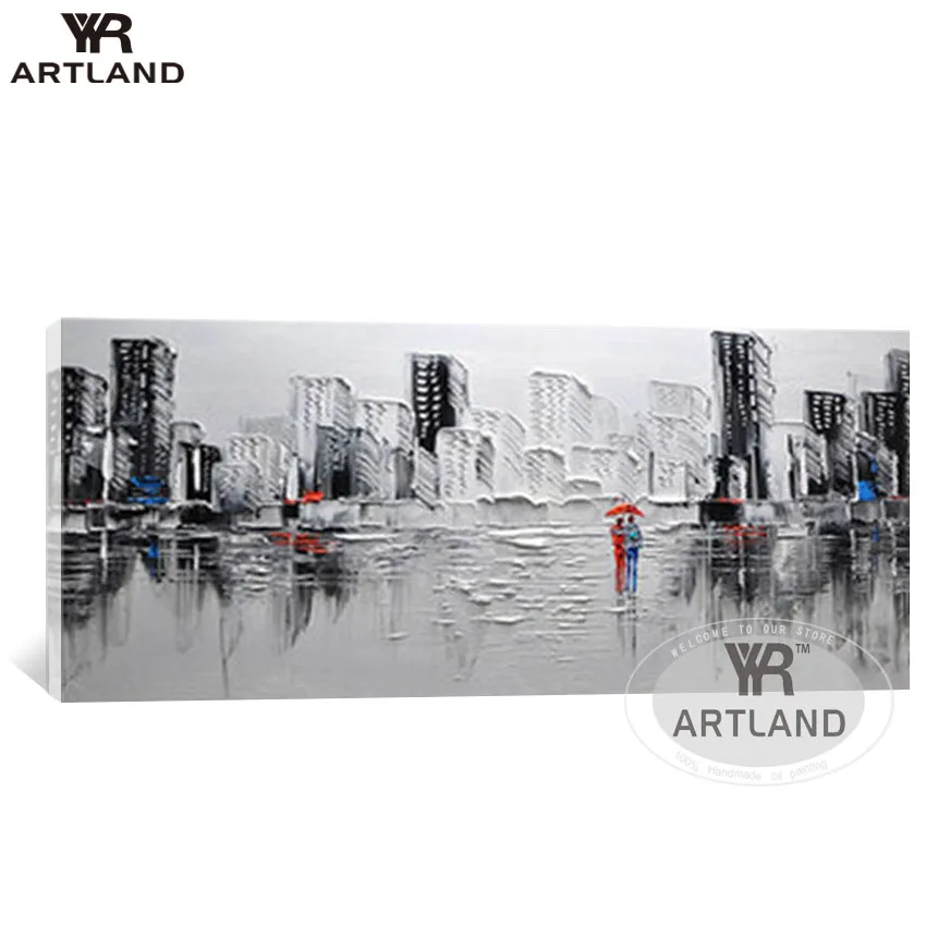 Ручная роспись любовник в городском строительстве уличная фотография холст