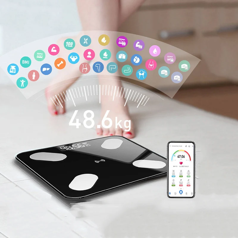 

Bluetooth Precision Weight Scale BMI Weight Smart Weight Scale New Fashion LED Digital Bathroom Weight Body Composition Analyzer