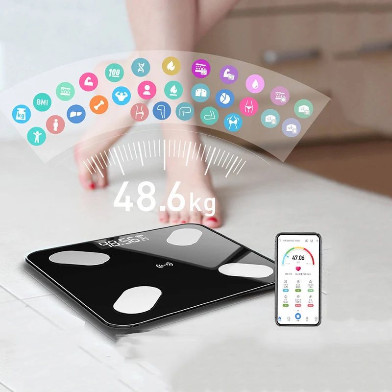 Bluetooth точные весы умные с ИМТ новый модный светодиодный цифровой анализатор веса