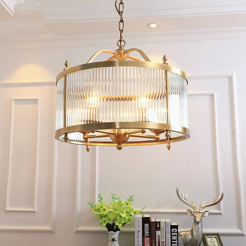

Nordic Copper Lamp Chandelier Lighting Indoor Glass Round Gold Restaurant Chandeliers LED Lights Hanging Lamps Brass Fixture