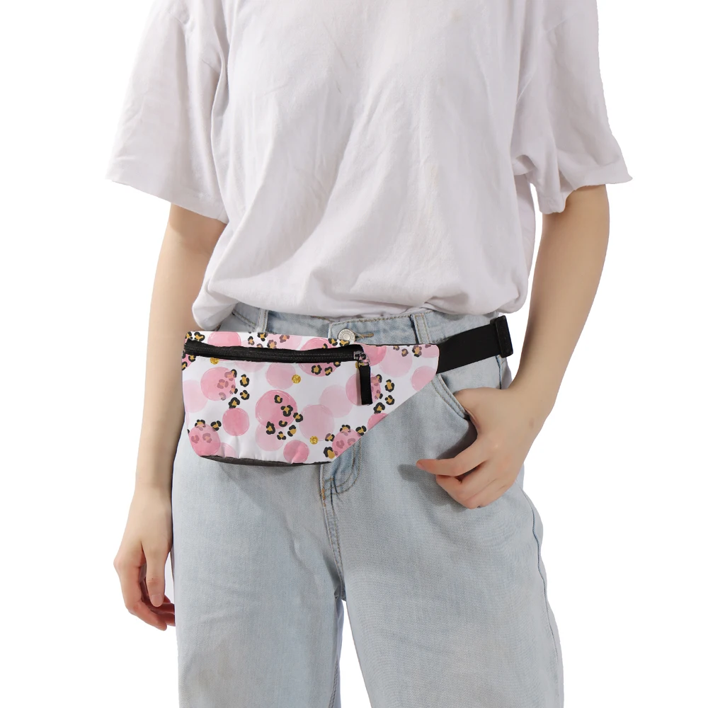 Розовая леопардовая поясная сумка Deanfun сумочка на молнии дорожная бананка