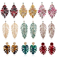 big bohemian tree leaves long pendant acrylic earrings for women fashion colorful drop acetate girls boho simple earings za 2020