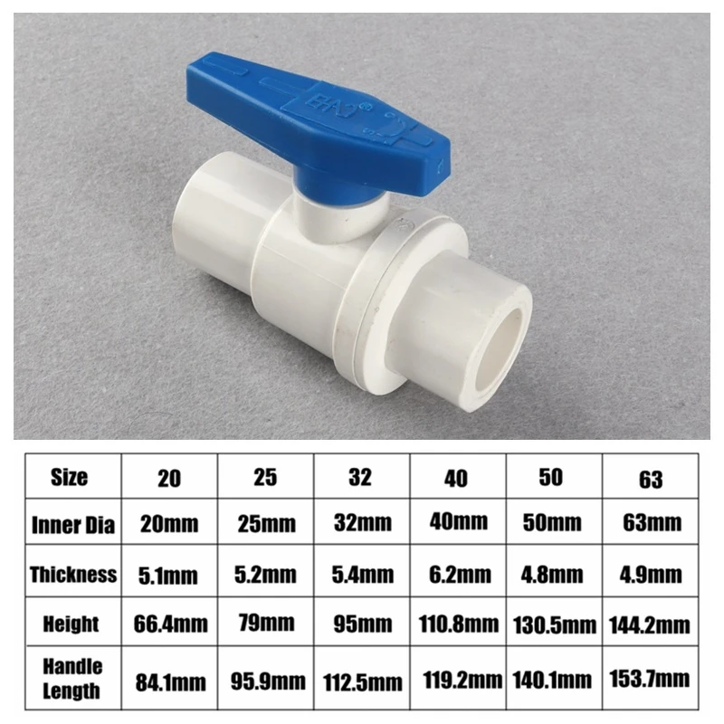 1 шт. Высокое качество 20 ~ 63 мм 1/2 &quot~ 2&quot ПВХ шаровой клапан садовая подача воды для