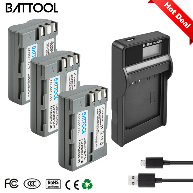 Литий ионный аккумулятор и зарядное устройство BATTOOL для цифровой камеры Nikon D300S D300
