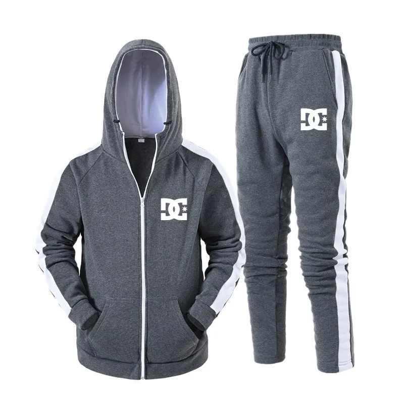 

Men Casual Sweatshirt 2021 Winter New Brand DC Jogger Tracksuit Zipper Hoodies Pants Sets Men's Sportswear Sport Suit Clothing