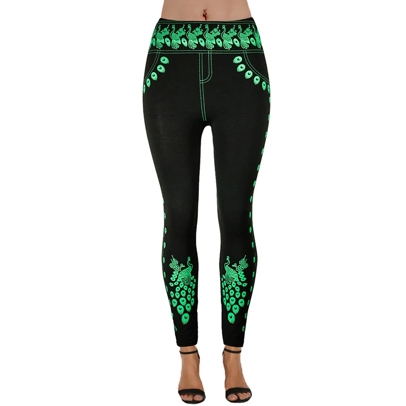 Женские облегающие леггинсы с принтом черные спортивные Леггинсы пуш-ап