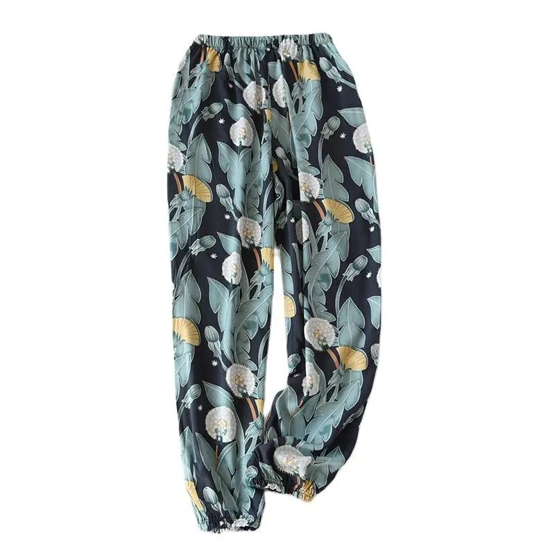 

Artificial Cotton Pants Sleep Bottoms Women Pajamas Casual Sleewpear Pyjamas Soft Intimate Lingerie Print Flower Pijamas