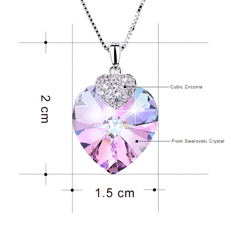 Warben Farben украшенная кристаллами от Swarovski сердце аметистовая Подвеска для колье модные ювелирные изделия колье ожерелье
