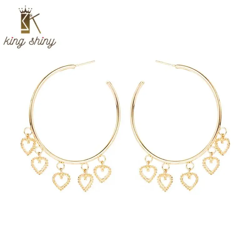 

Exaggerated Heart Hoop Earrings for Woman Elegant Geometric Big Round Circle Statement Hoop Earrings Female Party Ear Jewelry