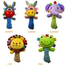 Мягкая детская игрушка, мультяшное животное, погремушка, пищалка, шарикоподшипник, игрушка для раннего развития, слон, жираф, Лев, лягушка, плюшевая ручная погремушка, колокольчик