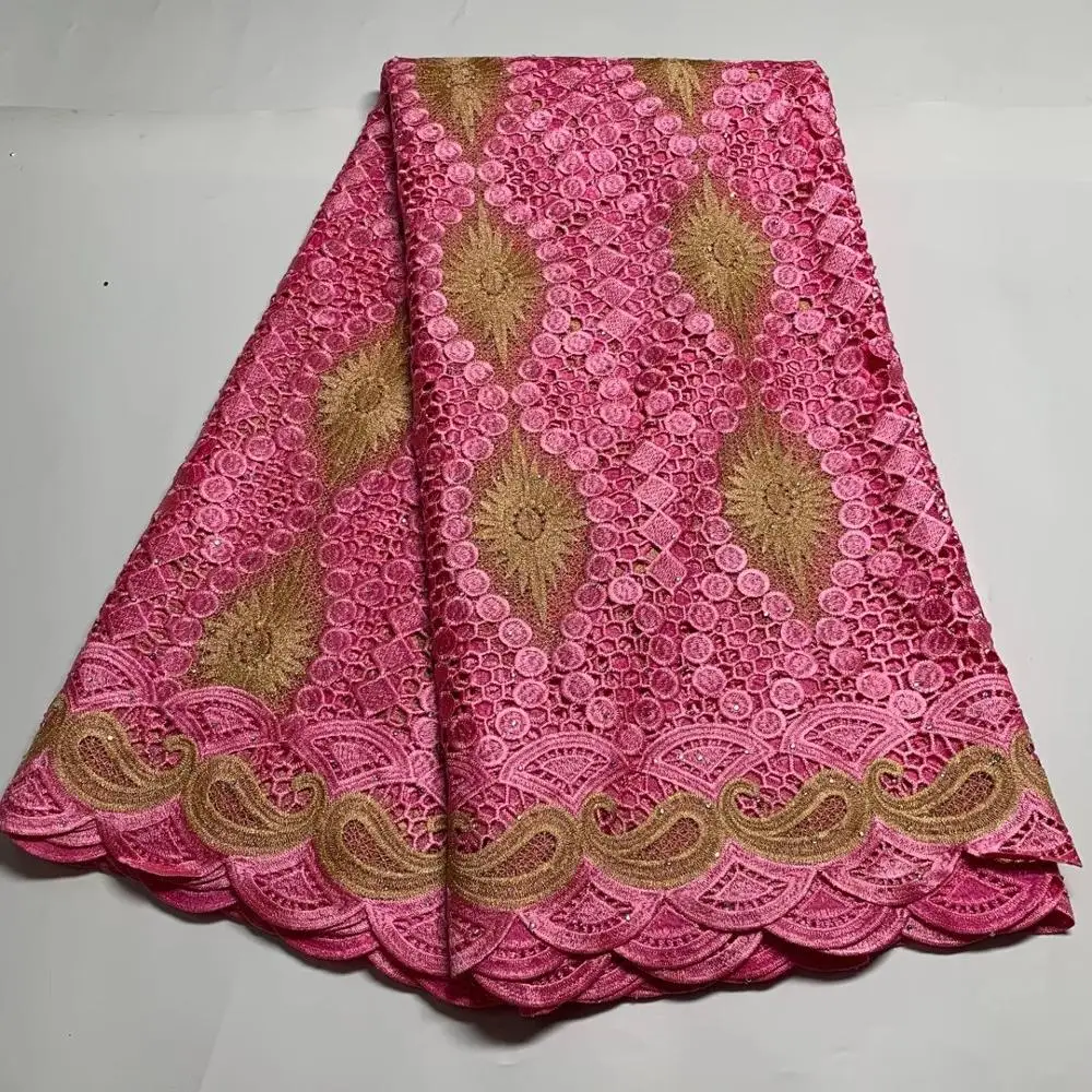2021 последние африканские ткани шнурка 5 ярдов Фиолетовый гипюровая кружевная
