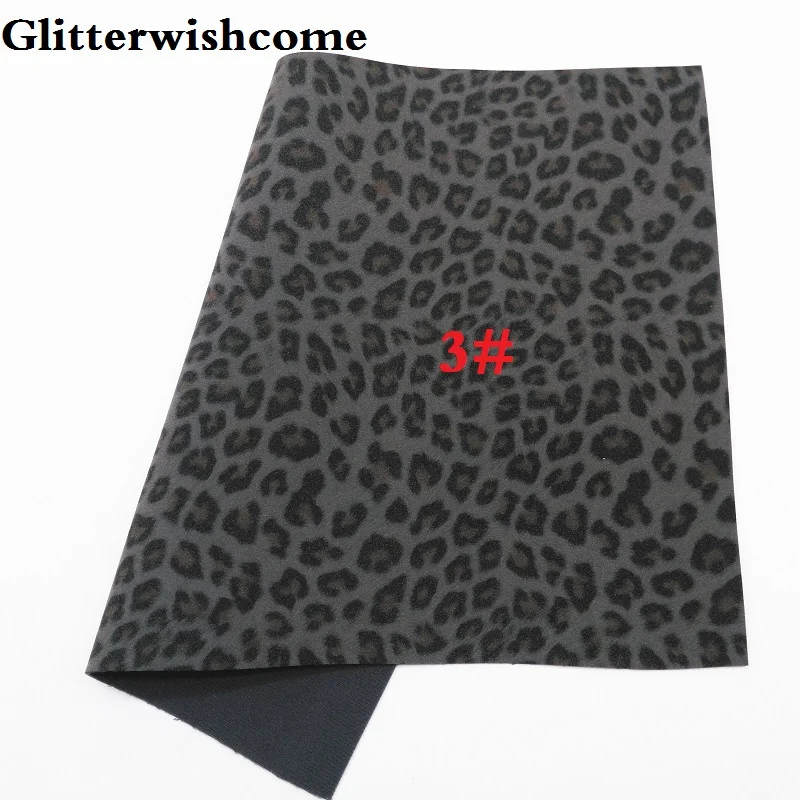 Glitterwishcome 30X134CM Vinyl For Bows Printed Leopard on Suede Faux Leather Sheets for GM080 | Дом и сад